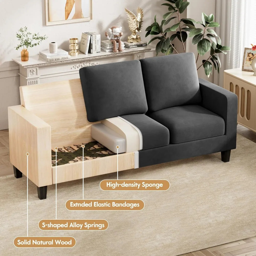 Convertible segmented sofa, 3-seater L-shaped linen sofa Ottoman small sofa, suitable for small apartments and living rooms