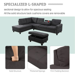 Sofa, Modern Linen Sofas Couches for Living Room Furniture Set, L-Shaped Modular Couch Upholstered Sectional, Living Room Sofa