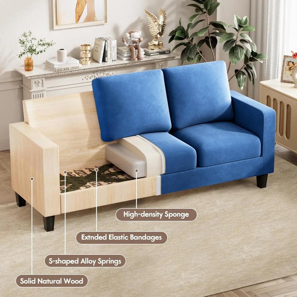 Convertible segmented sofa, 3-seater L-shaped linen sofa Ottoman small sofa, suitable for small apartments and living rooms