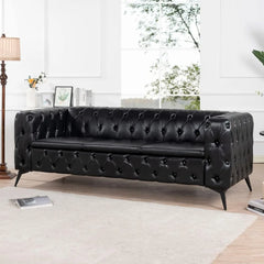 Tufted Sofa, Leather Couch Accent Upholstered 3 Seater Button Sofa with Tufted Back for Living Room Bedroom Furniture, sofas