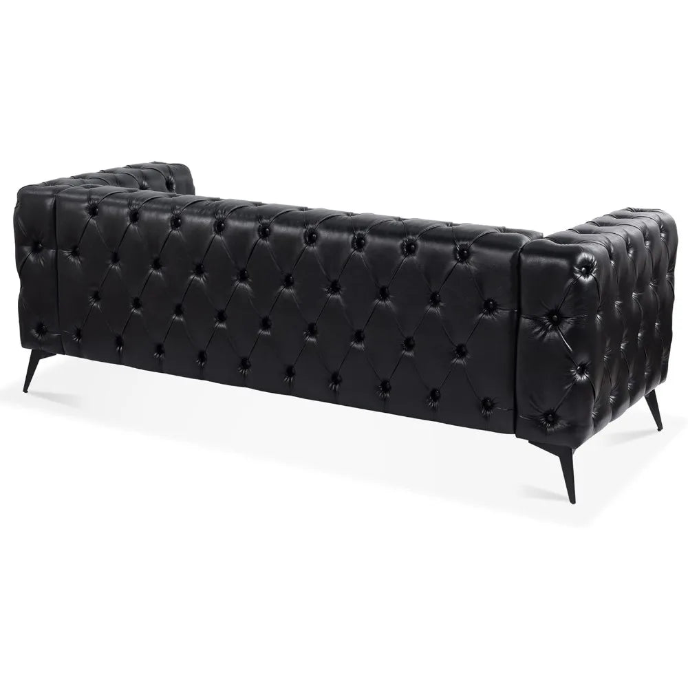 Tufted Sofa, Leather Couch Accent Upholstered 3 Seater Button Sofa with Tufted Back for Living Room Bedroom Furniture, sofas